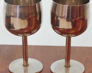 53 - 2 Silver-toned Goblets - 5.5" tall

