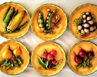 742 - Vintage Fruit Plaques - 6" round
