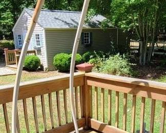 737 - Outdoor Chair/Swing Frame Includes spring 86" tall approximately
