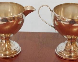 58 - Sterling Weighted Creamer and Sugar by Preisner 4" tall
