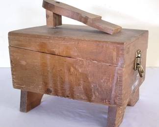684 - Wooden Shoe Shine box w/ contents 11 x 8 . 7.5
