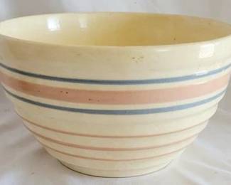 600 - Vintage Stoneware Mixing Bowl w/ Pink & Blue 5.5 x 9.5
