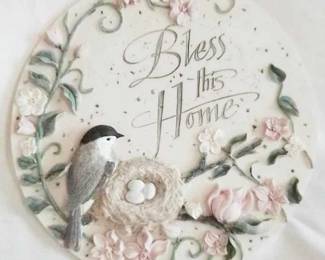 615 - "Bless this Home" Wall Plaque 12" round
