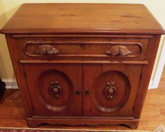 32 - Victorian Carved Walnut Washstand 28" x 32" x 17"
