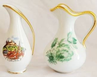 538 - 2 Porcelain Small Pitchers 4.5" tall
