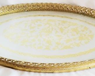 568 - Vintage Vanity Tray w/ gold accents 16 x 11
