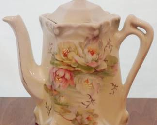 55 - 6-Sided Hand-Painted Teapot with Lid 7" tall
