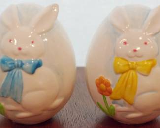 101 - 2 Ceramic Rabbit Eggs - 2.5" tall
