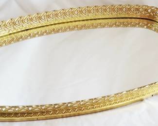 569 - Mirrored Vanity Tray w/ gold tone edge 14 x 7.5
