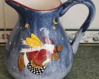 661 - Painted Holiday Pitcher - 8" tall
