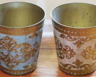 22 - Pair of Italian Florentine Waste Baskets 10" x 10"
