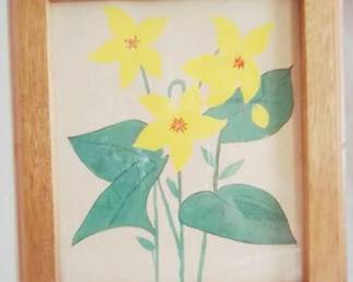 605 - Framed Flower Art - 14 x 12.5
