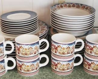 660 - Sakura Oneida "Snow Angel Village" Dishes-40pcs
