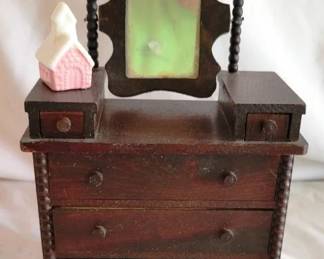 756 - Doll House Size Dresser w/ mirror 7.5 x 4.5
