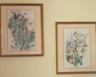 768 - Pair of Framed Floral Art, 23.5 x 19.5
