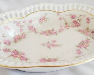 589 - German Porcelain "Bridal Rose" Tray/Bowl 7" long
