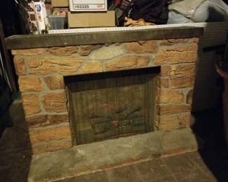 Super Cool Lifesize Fiberglass Faux Fireplace with Burning Logs insert. Not as heavy as it looks.
