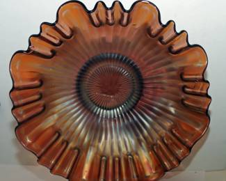 NORTHWOOD STIPPLED RAYS RUFFLED 9" BOWL