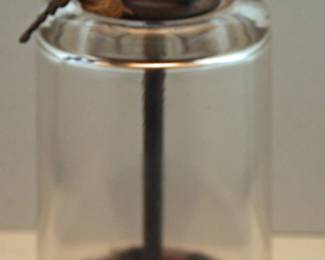 VINTAGE BRASS AND GLASS BANK WITH LOCK