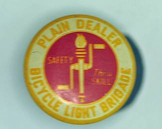 PLAIN DEALER BICYCLE LIGHG BRIGADE PINBACK
