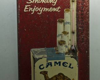 VINTAGE 3-D CAMEL SIGN AND THERMOMETER 
