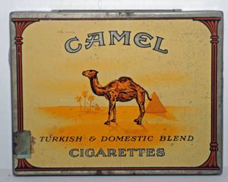 VINTAGE ADVERTISING CAMEL CIGAREETE FLAT 50's TIN 