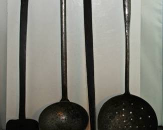 ANTIQUE HAND FORGED COOKING [SPATULA, FLESHINFORK,SKIMMER AND LADLE]