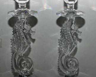 PAIR OF WATERFORD SEAHORSE CANDLE STICKS