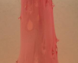 7 3/4" PINK GLASS DRIP EFFECT ENCASED  PONTIL