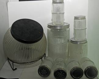 RARE COMPLETE SET OF HOOSIER CABINET JARS 