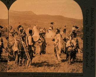 NATIVE AMERICANS STEREO VIEW - CHIEF-TWO -GUNS-WHITE CALF