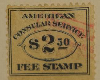 AMERICAN CONSULAR SERVICE FEE STAMP $2.50