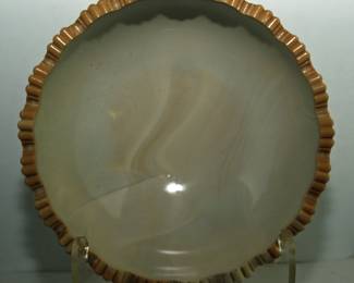 GREENTOWN INDIANA CHOCOLATE CARMEL BROWN SLAG GLASS MASTER  BERRY BOWL 