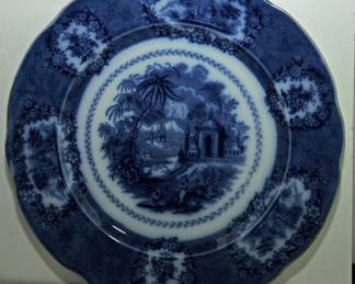 VINTAGE FLOW BLUE ORIENTAL STYLE PLATE 
