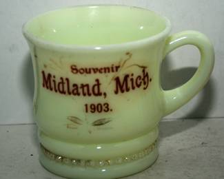JEFFERSON GLASS RING AND BEADS CUSTARD SOUVENIR 1903 MIDLAND, MICHIGAN