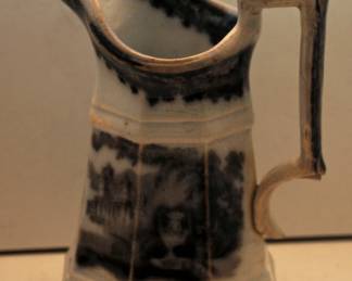 RARE MULBERRY TRANSFERWARE STAFFORDSHIRE IRONSTONE PITCHER