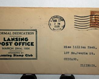 LANSING POSTAL HISTORY DECICATION OF LANSING POST OFFFICE 1934