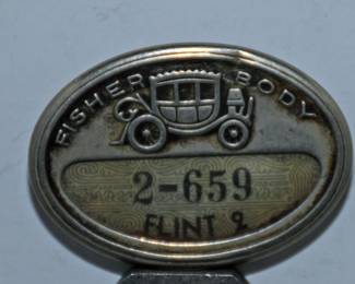 VINTAGE FLINT FISHER SHOP BADGE