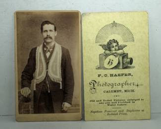 CDV OF MASONIC SHAWL FROM CALUMET, MI.