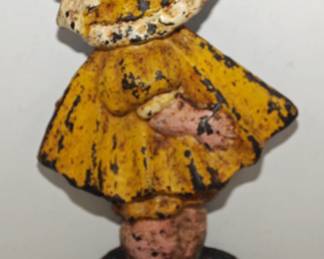 PAINTED CAST IRON DOOR STOP SUNBONNET BABY