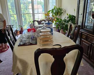 Dining table with chairs and extension leaf