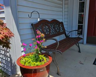 Outdoor furniture and several pots!