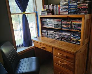Pine desk and lots of movies!