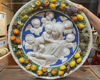 26 round 
Della Robbia 
Madonna and Child 
Glazed Terracotta 
Italy 