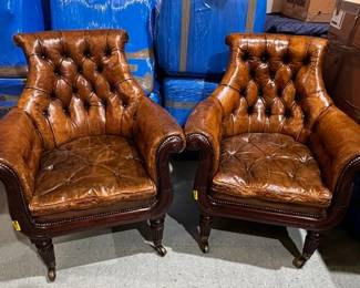 English George IV
Mahogany and Button Leather
Upholstered
Armchairs