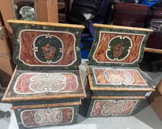 Pair of Antique Wood  Benches 
25.5 w x 40h x 18d