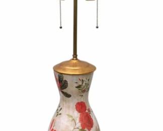 English Hand Rendered Floral Decoupage Table Lamp 
17 x 7 