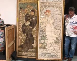 Sold Separately 8 Foot Alphonso Muchca Posters with Gold Gilded Frames. 