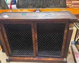 Antique Wood and Wire Cabinet
47 w x 35h x 14.5 d