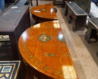 Pair Inlaid Tables that split in half 
38 d x45 L x 32h